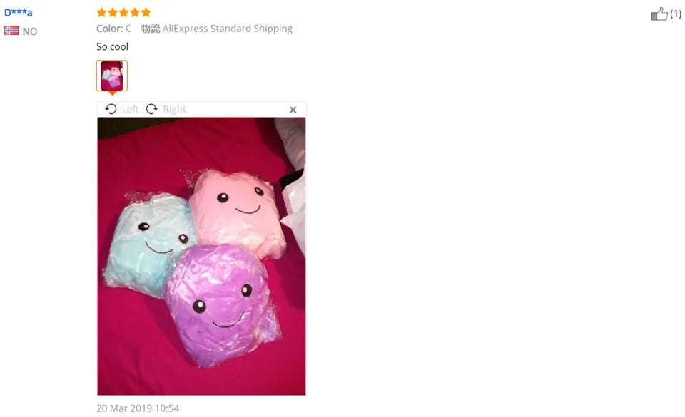 34CM Creative Toy Luminous Pillow Soft Stuffed Plush Glowing Colorful Stars Cushion Led Light Toys Gift For Kids Children Girls