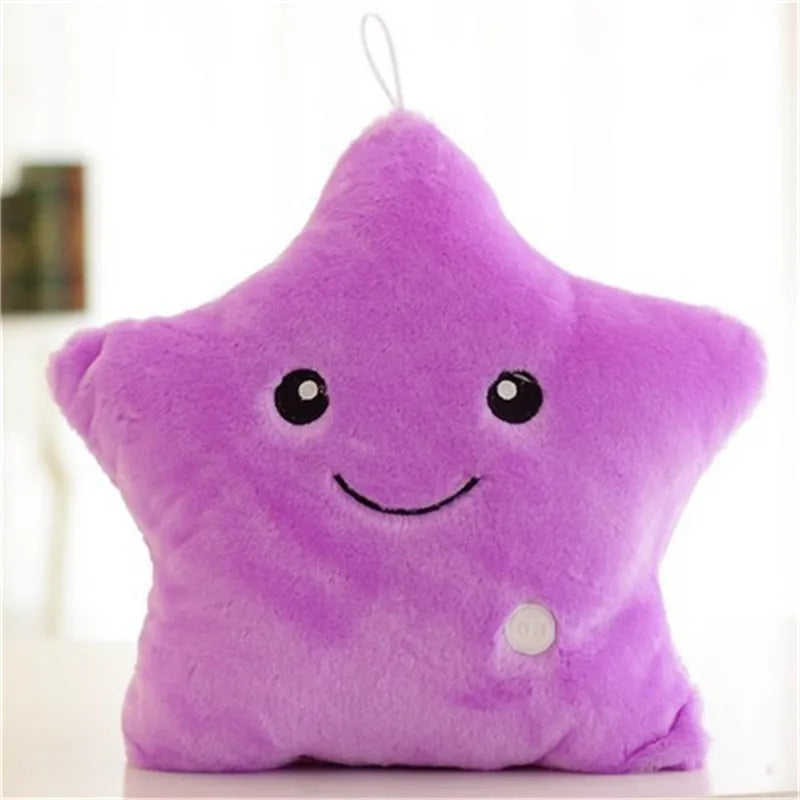 34CM Creative Toy Luminous Pillow Soft Stuffed Plush Glowing Colorful Stars Cushion Led Light Toys Gift For Kids Children Girls