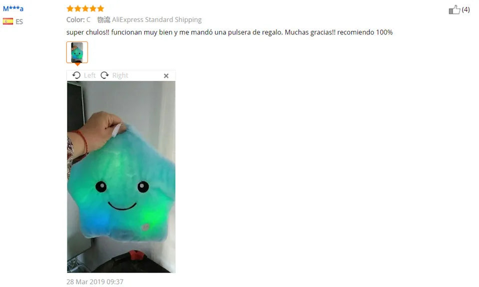 34CM Creative Toy Luminous Pillow Soft Stuffed Plush Glowing Colorful Stars Cushion Led Light Toys Gift For Kids Children Girls