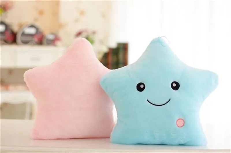 34CM Creative Toy Luminous Pillow Soft Stuffed Plush Glowing Colorful Stars Cushion Led Light Toys Gift For Kids Children Girls