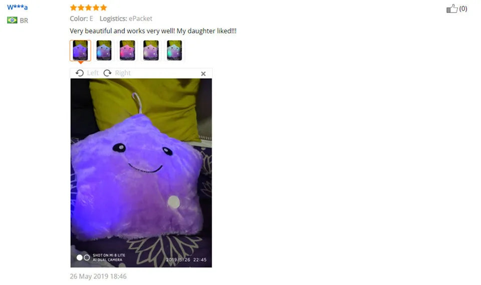 34CM Creative Toy Luminous Pillow Soft Stuffed Plush Glowing Colorful Stars Cushion Led Light Toys Gift For Kids Children Girls