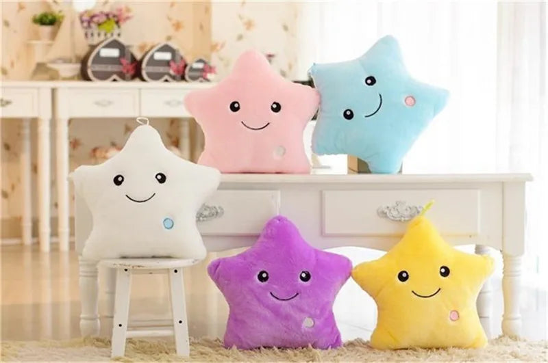 34CM Creative Toy Luminous Pillow Soft Stuffed Plush Glowing Colorful Stars Cushion Led Light Toys Gift For Kids Children Girls