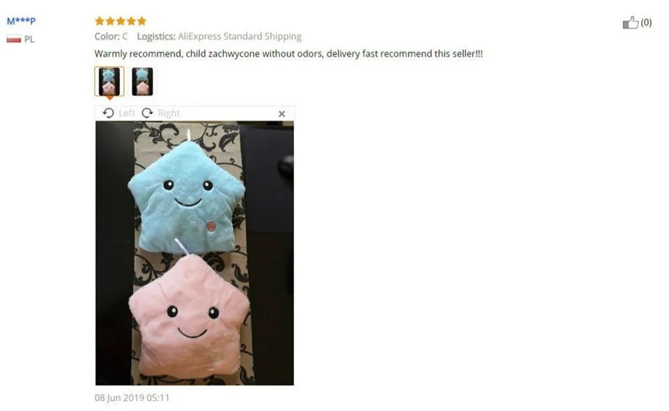 34CM Creative Toy Luminous Pillow Soft Stuffed Plush Glowing Colorful Stars Cushion Led Light Toys Gift For Kids Children Girls