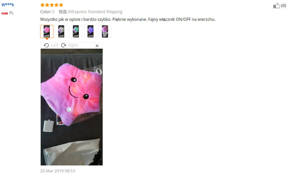 34CM Creative Toy Luminous Pillow Soft Stuffed Plush Glowing Colorful Stars Cushion Led Light Toys Gift For Kids Children Girls