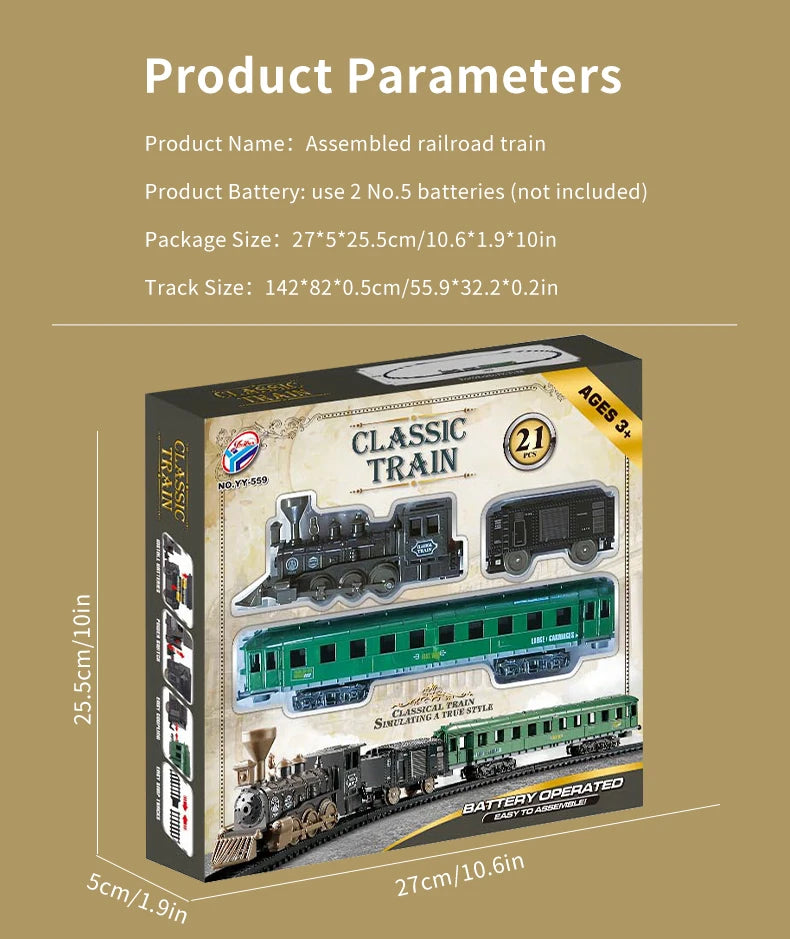 21PCS Electric Classical Track Train Children's Toy Birthday Gift Retro Train Toy