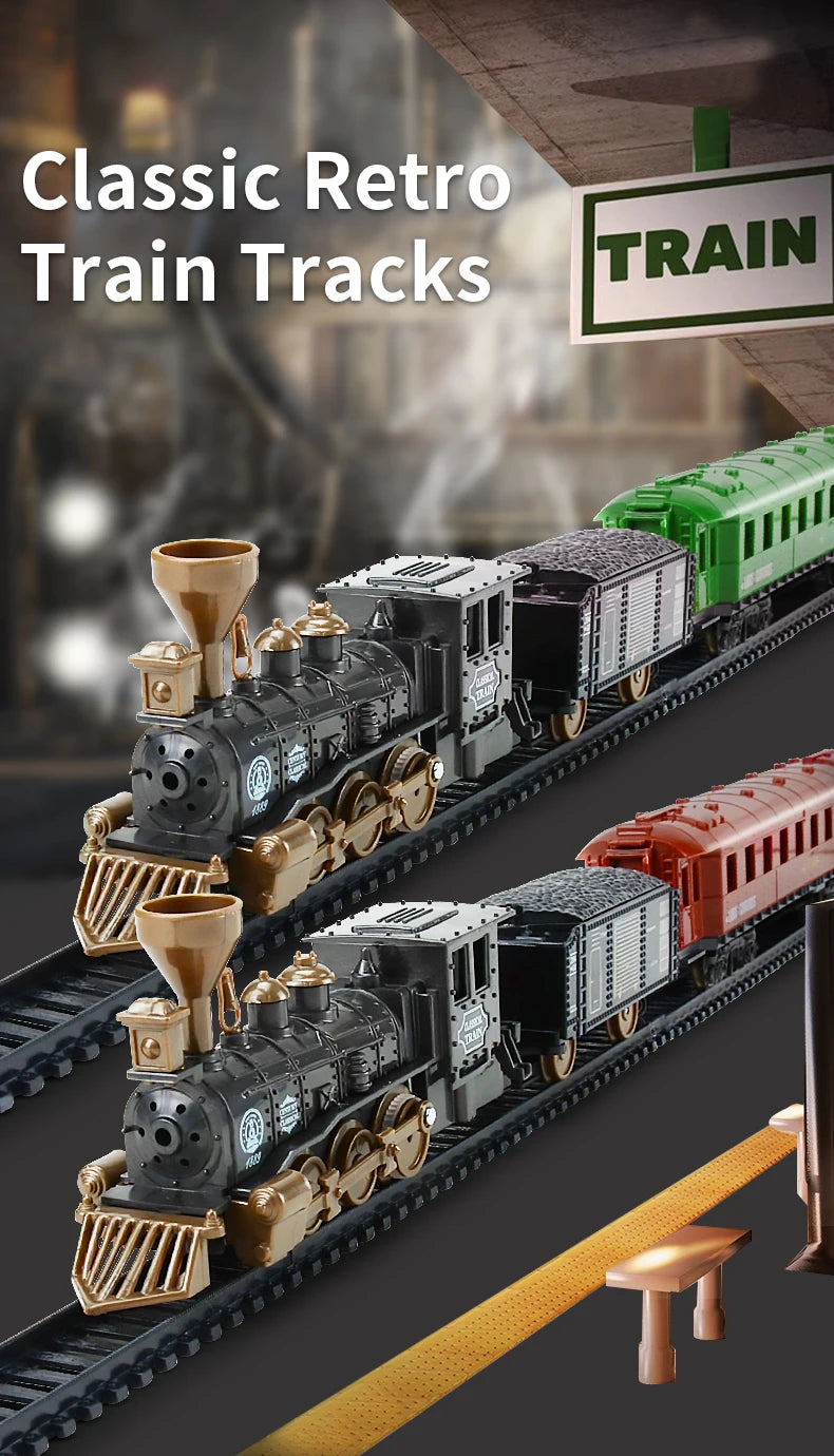 21PCS Electric Classical Track Train Children's Toy Birthday Gift Retro Train Toy