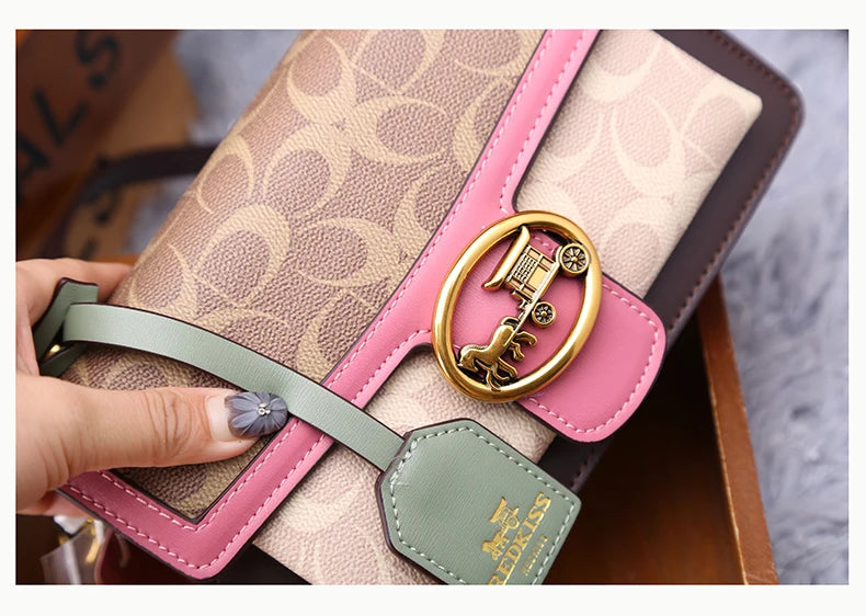 Light luxury women's bag 2025 new high-end color contrast single shoulder underarm bag designer fashionable crossbody small squa