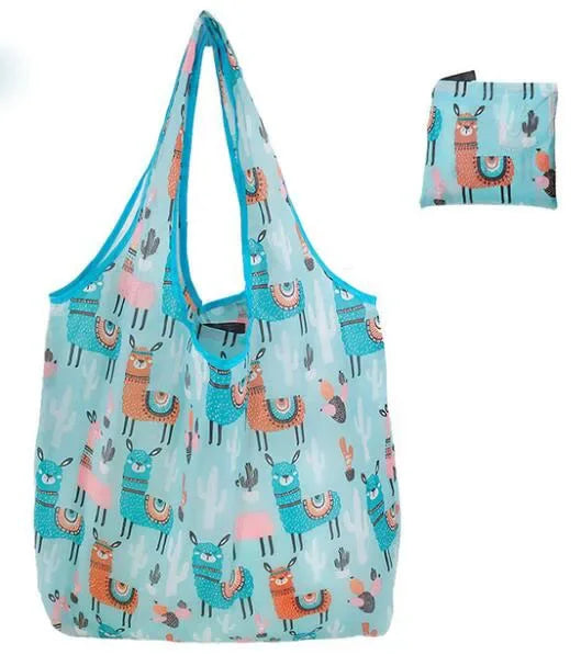 Women's Foldable Cat Flower Pattern Large Shopping Bag Washable Leopard Print Reusable Easy To Carry Capacity Handbags Pouch