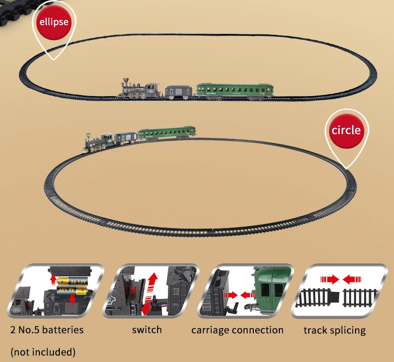 21PCS Electric Classical Track Train Children's Toy Birthday Gift Retro Train Toy