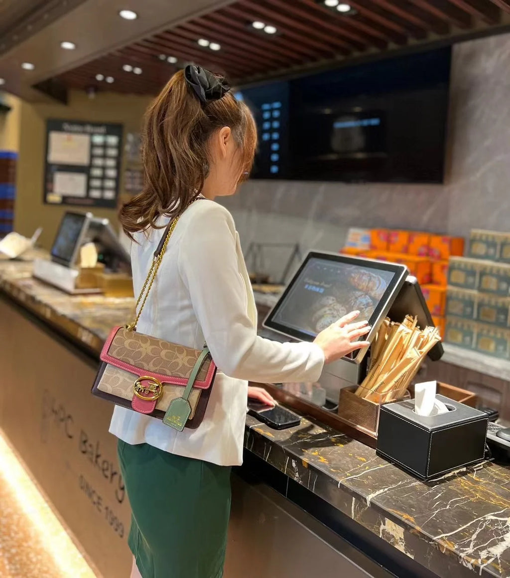 Light luxury women's bag 2025 new high-end color contrast single shoulder underarm bag designer fashionable crossbody small squa