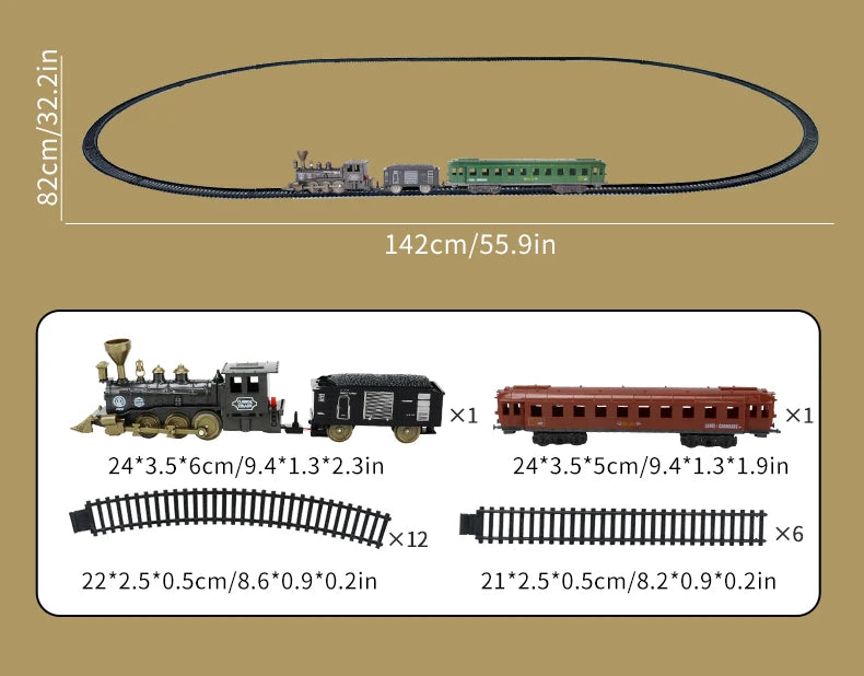 21PCS Electric Classical Track Train Children's Toy Birthday Gift Retro Train Toy
