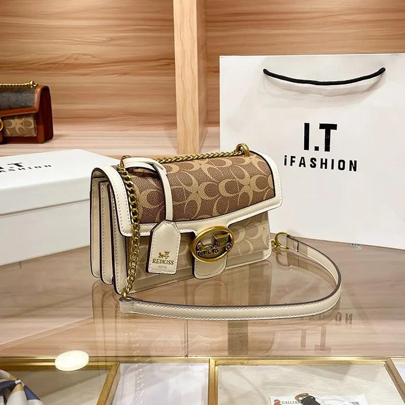 Light luxury women's bag 2025 new high-end color contrast single shoulder underarm bag designer fashionable crossbody small squa