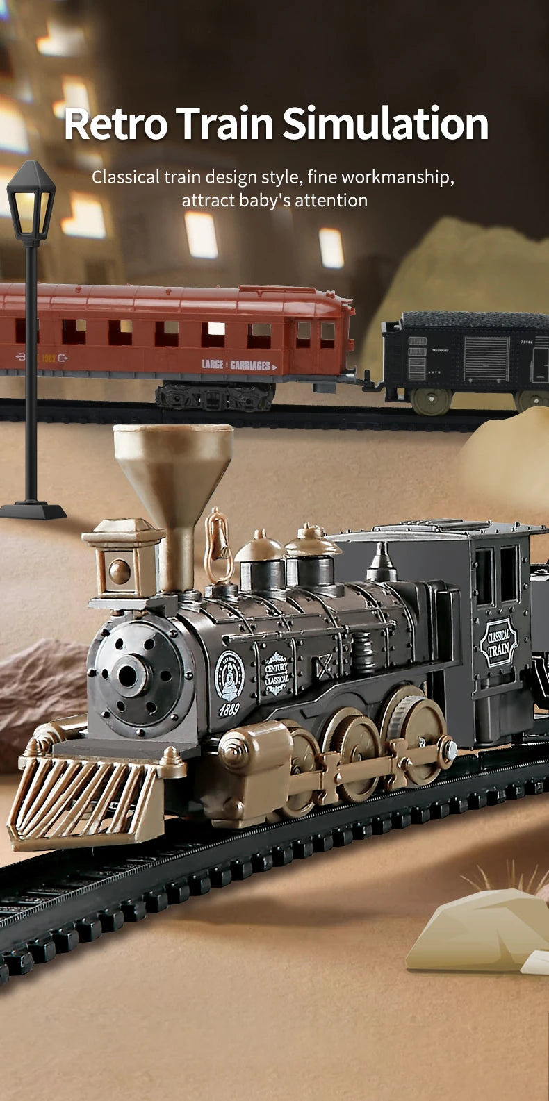 21PCS Electric Classical Track Train Children's Toy Birthday Gift Retro Train Toy