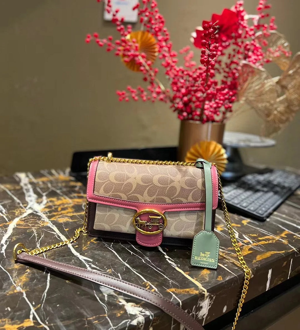 Light luxury women's bag 2025 new high-end color contrast single shoulder underarm bag designer fashionable crossbody small squa