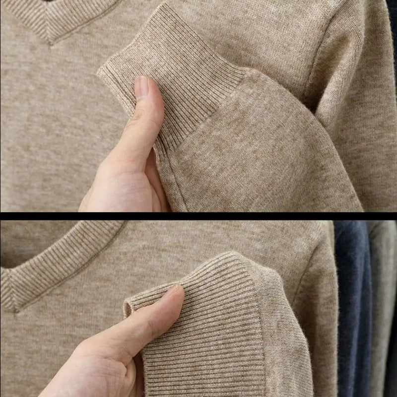 Men's Long Sleeve Knit Pullover Sweater Autumn Winter Soft Thermal Warm Classic Sweater Lightweight Black Light Gray Sweater