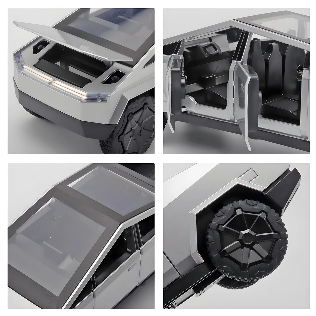 1:32 Cybertruck Pickup Toy Alloy Off-road Die-cast Metal Model Sound and Light Return Toy Gifts,  Birthday Gift for Children.