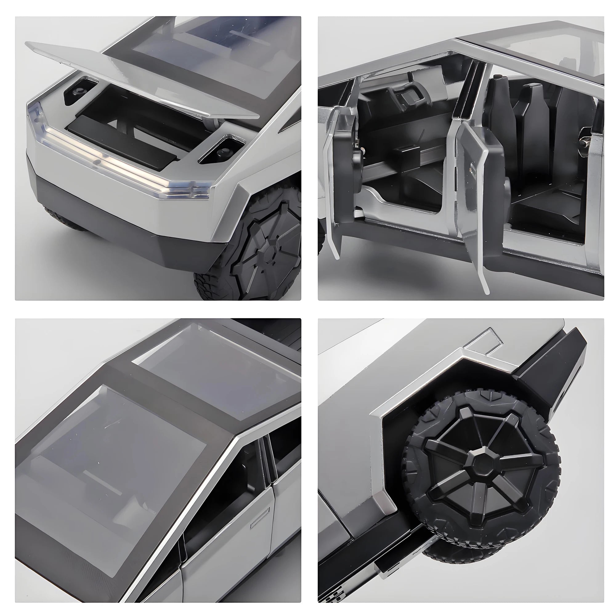 1:32 Cybertruck Pickup Toy Alloy Off-road Die-cast Metal Model Sound and Light Return Toy Gifts,  Birthday Gift for Children.