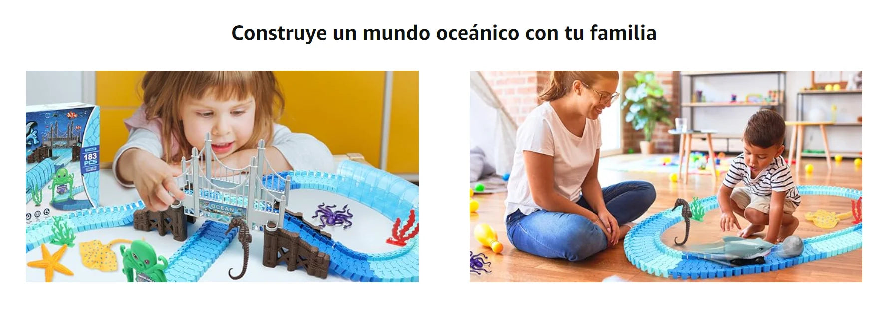 VATOS Track Toys Shark Race Car Toy for Boys Girls Age 3+ Bendable Flexible Racetrack Cars Ocean Train Toy STEM Educate Kid Set