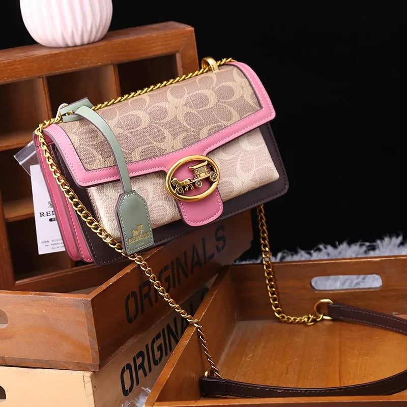 Light luxury women's bag 2025 new high-end color contrast single shoulder underarm bag designer fashionable crossbody small squa