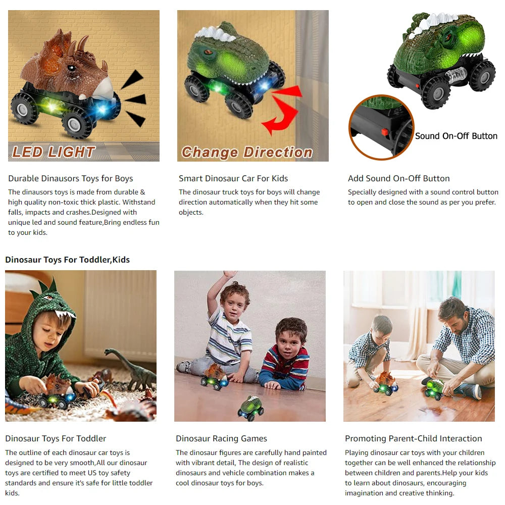 Dinosaur Toy for Kids car Tyrannosaurus rex electric universal boy toy dinosaur Interactive Games Animal Dinosaur Model Car Gift