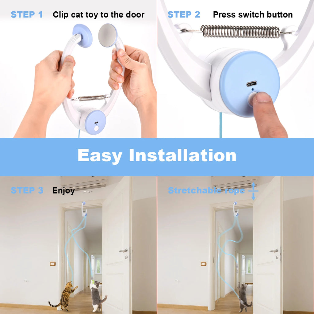 Cat Toys Electric Door Hanging Cat Toy Interactive Cat Toy USB Rechargeable Self Play Toy Retractable Kitten Toys