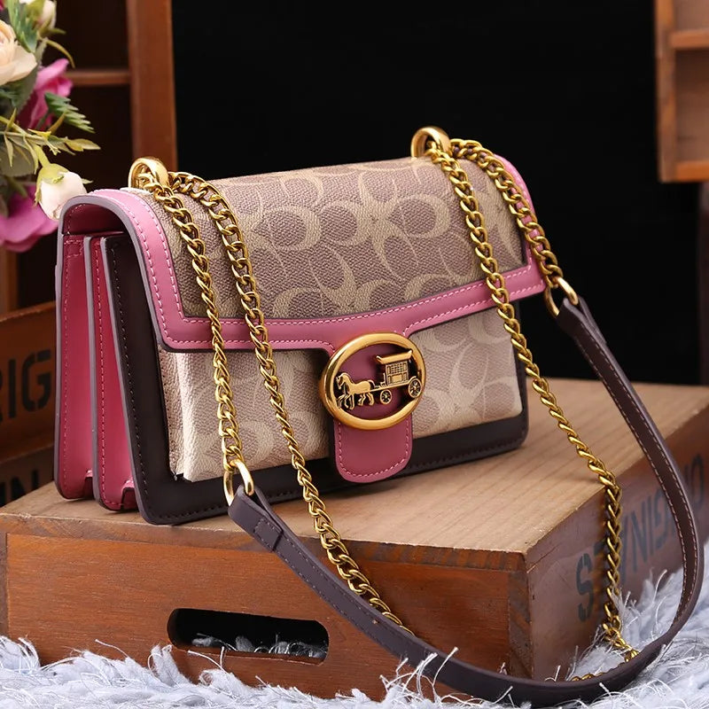 Light luxury women's bag 2025 new high-end color contrast single shoulder underarm bag designer fashionable crossbody small squa