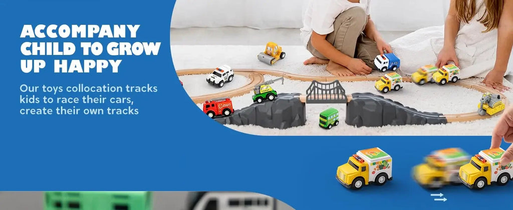 JOYFY 18 Pcs Pull Back City Cars and Trucks Toy Vehicles Set Friction Powered Cars for Kids Best Birthday Christmas Gifts