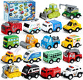 JOYFY 18 Pcs Pull Back City Cars and Trucks Toy Vehicles Set Friction Powered Cars for Kids Best Birthday Christmas Gifts